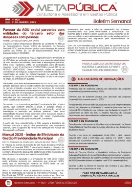 Imagem da notícia BOLETIM SEMANAL Nº 009